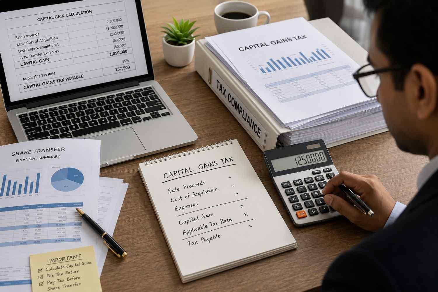 Capital gains tax calculation for company share transfer in Bangladesh
